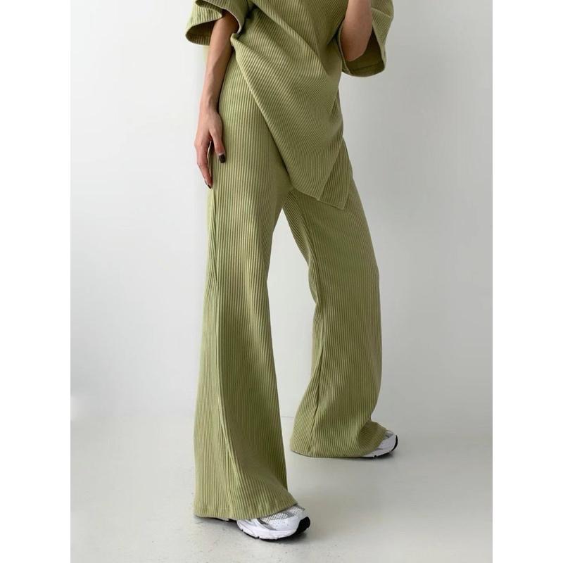 Ðöðöħö正韓製 六色 羅紋鬆緊腰喇叭褲 修身設計 日常穿搭 必備單品-細節圖2