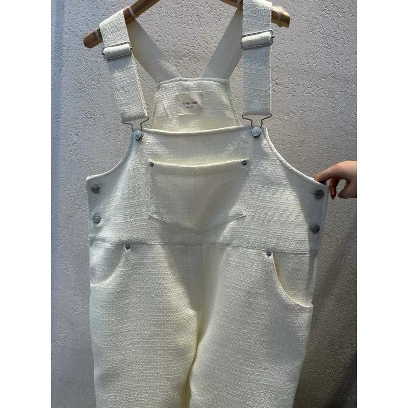 Ðöðöħö正韓製 兩色 小香風粗花呢吊帶連身褲 寬鬆版型 顯瘦直筒設計 個性穿搭-細節圖7