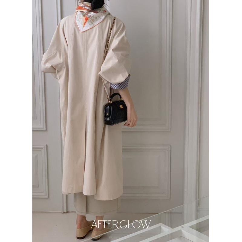 Ðöðöħö 正韓製 兩色 簡約格紋拼接風衣外套 寬鬆版型 百搭單品-細節圖5