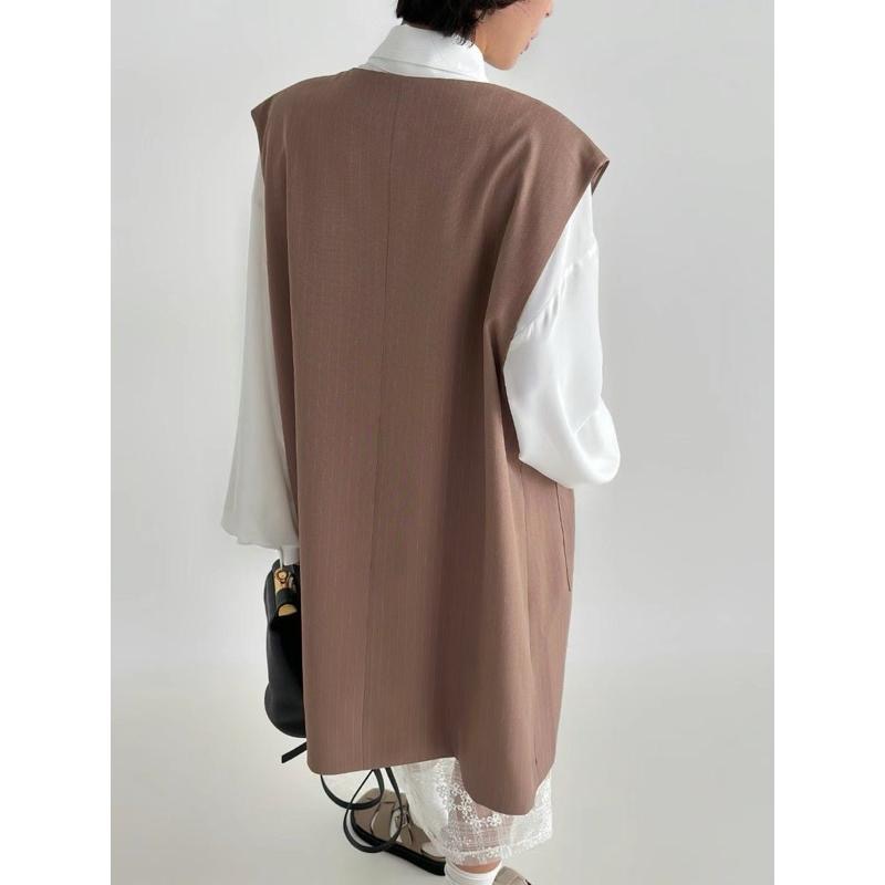 Ðöðöħö正韓製 兩色 條紋雙扣寬鬆背心 職場穿搭 必備單品-細節圖9