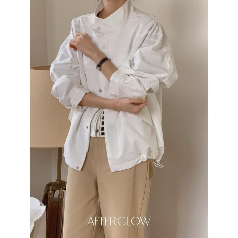 Ðöðöħö 正韓製 三色 簡約立領口袋抽繩外套 寬鬆版型 通勤穿搭 必備單品-細節圖5