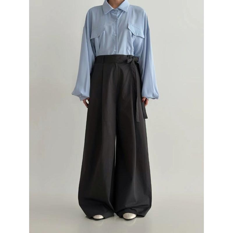 Ðöðöħö正韓製 兩色 側邊蝴蝶結西裝感棉質寬褲 修身顯瘦 職場穿搭 百搭單品-細節圖6