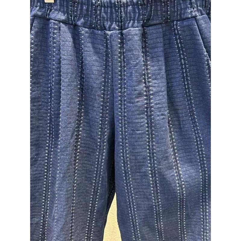 Ðöðöħö正韓製 兩色 條紋感車線鬆緊腰牛仔褲 寬褲版型 日常穿搭 必備單品-細節圖6