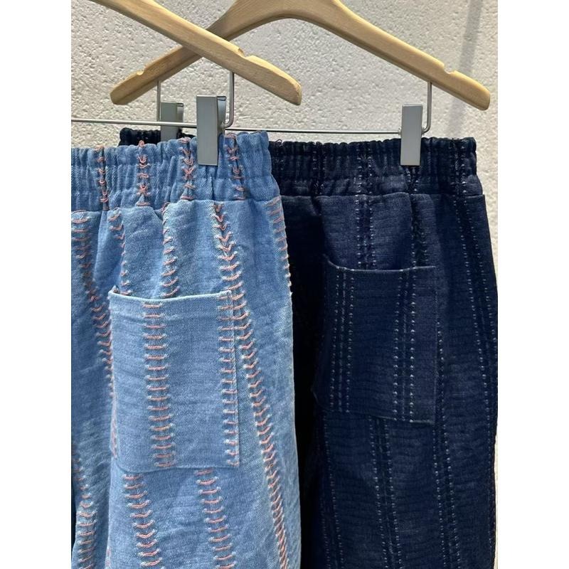 Ðöðöħö正韓製 兩色 條紋感車線鬆緊腰牛仔褲 寬褲版型 日常穿搭 必備單品-細節圖9