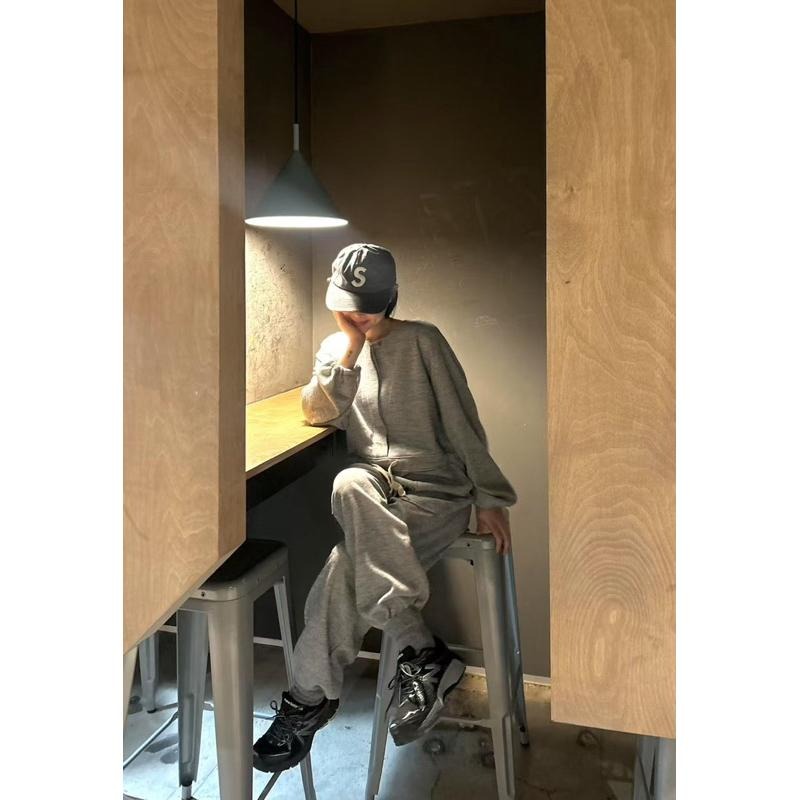 Ðöðöħö正韓製 兩色 抽繩收腰羅紋連身褲 寬鬆版型 修身設計-細節圖5