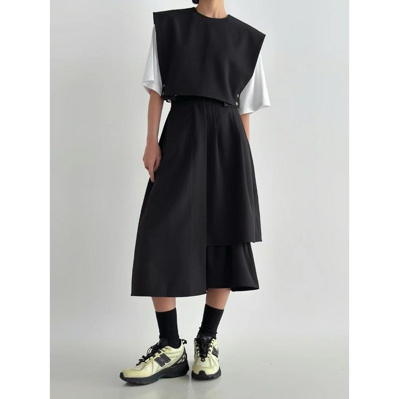 Ðöðöħö正韓製 兩色 層次不對稱後鬆緊帶裙 職場穿搭 百搭單品-細節圖8