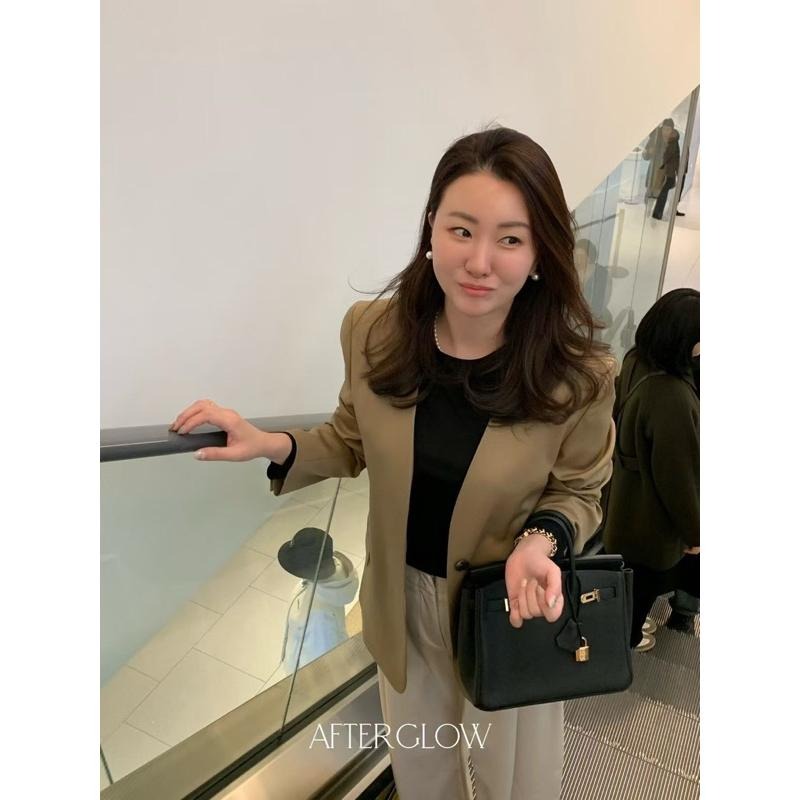 Ðöðöħö 正韓製 兩色 羊毛無領單排扣西裝外套 職場穿搭 經典不敗-細節圖8