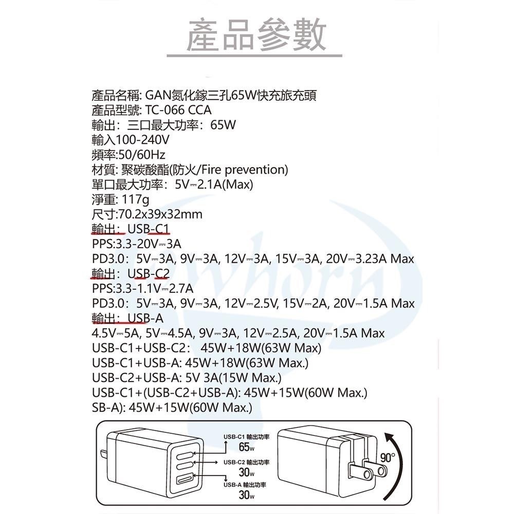Cowhorn 牛角 65W PD+QC三孔氮化鎵/快充旅充頭-細節圖3