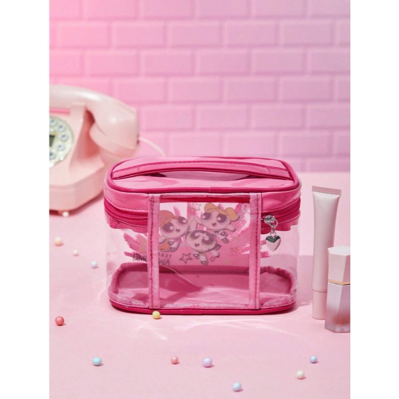 限時特價 Flapper 飛天小女警 花花 毛毛 泡泡 粉色透明化妝包 旅行化妝包 收納小包 彩妝包🔶️任選3件折20-細節圖2