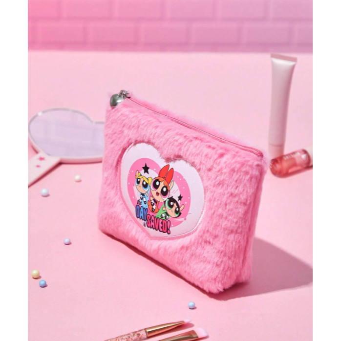 限時特價  Flapper 飛天小女警 花花 毛毛 泡泡 粉色毛絨化妝包 旅行化妝包 收納小包 彩妝包🔶️任選3件折2-細節圖2