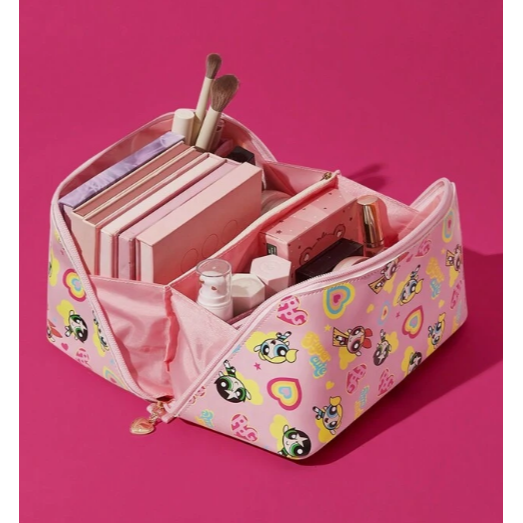 限時特價  Flapper 飛天小女警 花花 毛毛 泡泡 粉色大容量化妝包 旅行化妝包 收納小包 彩妝包🔶️任選3件折-細節圖2