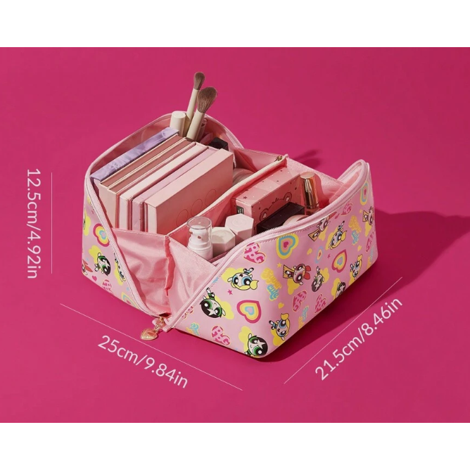 限時特價  Flapper 飛天小女警 花花 毛毛 泡泡 粉色大容量化妝包 旅行化妝包 收納小包 彩妝包🔶️任選3件折-細節圖5