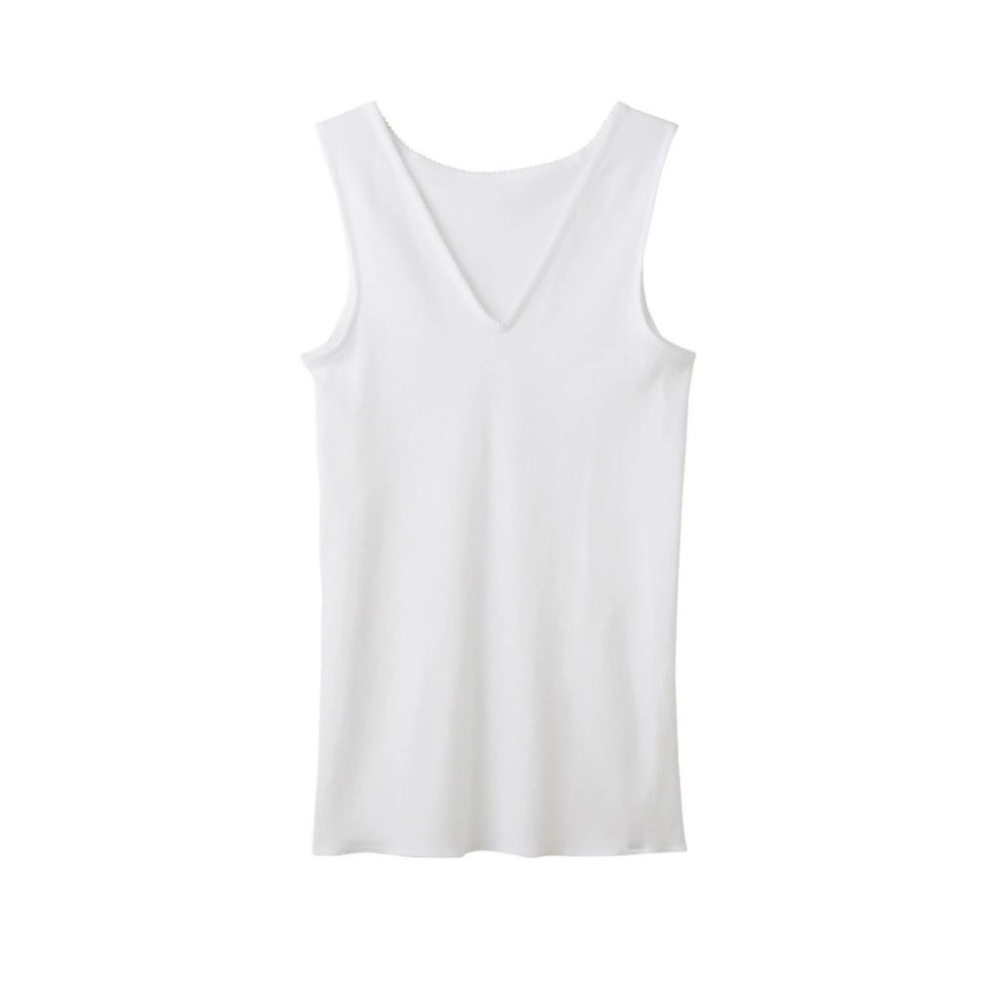 (特開賣場勿下單)日本製 Gunze 郡是 純綿100% 女背心 女內衣 V領背心 居家背心-KQ5054 白色Ｍ-細節圖2