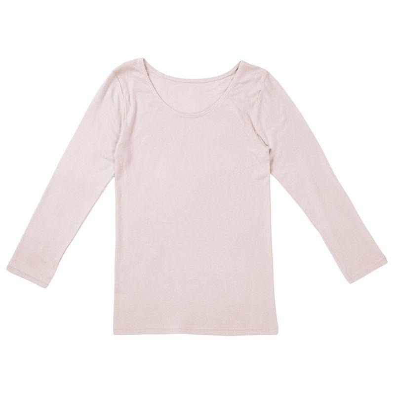 日本製 as東洋紡織 超親膚8分袖圓領衛生保暖衣 神・極衣  高端系列 女發熱衣 吸濕發熱 裏起毛（2色）-細節圖3