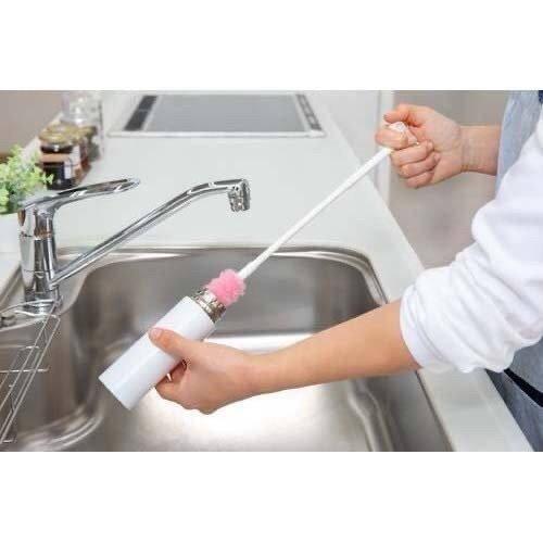 日本製 SANKO 細口 J型纖維洗瓶刷 清潔刷 奶瓶刷 保溫瓶刷(2色隨機)-細節圖4