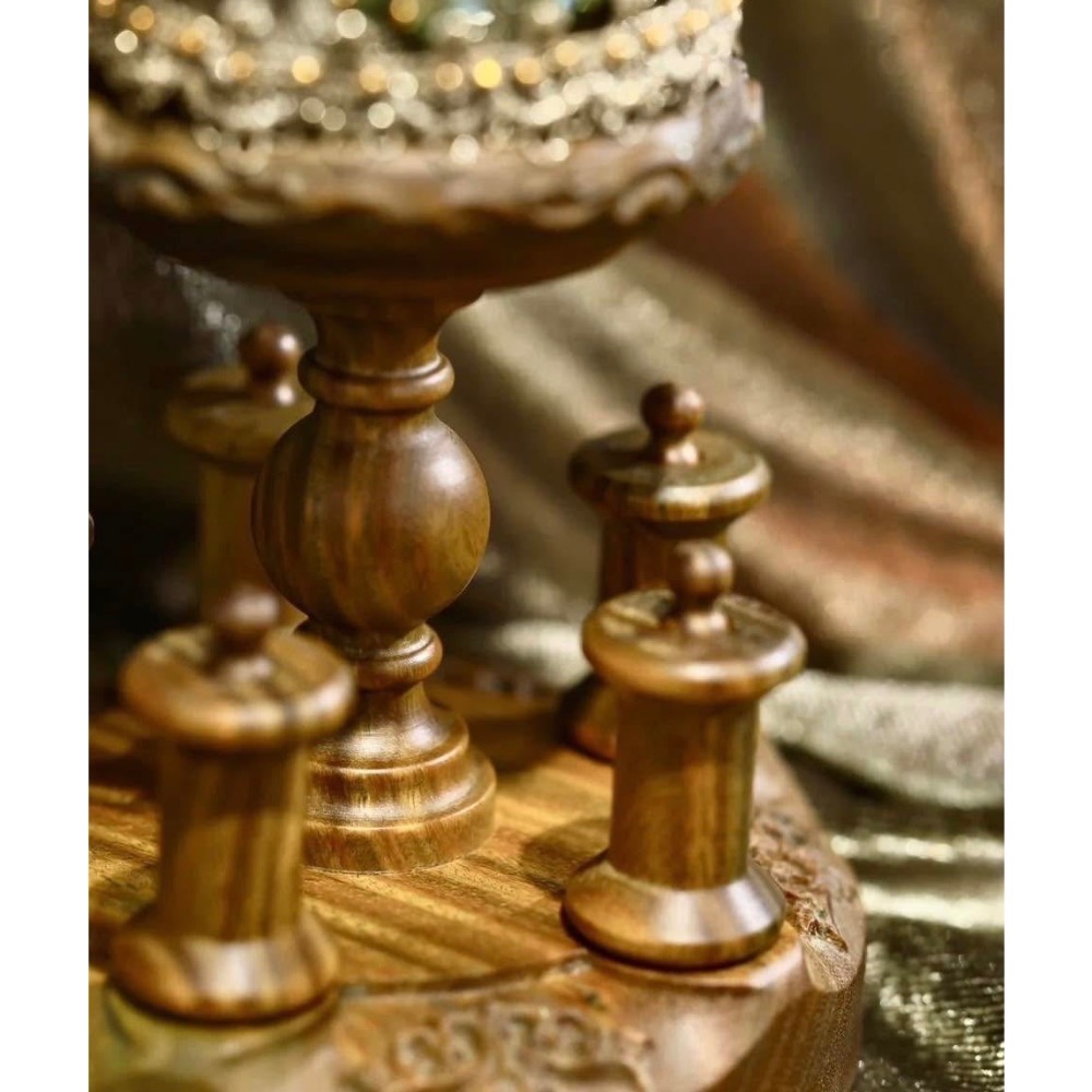 綠檀木雕刻線軸-細節圖2