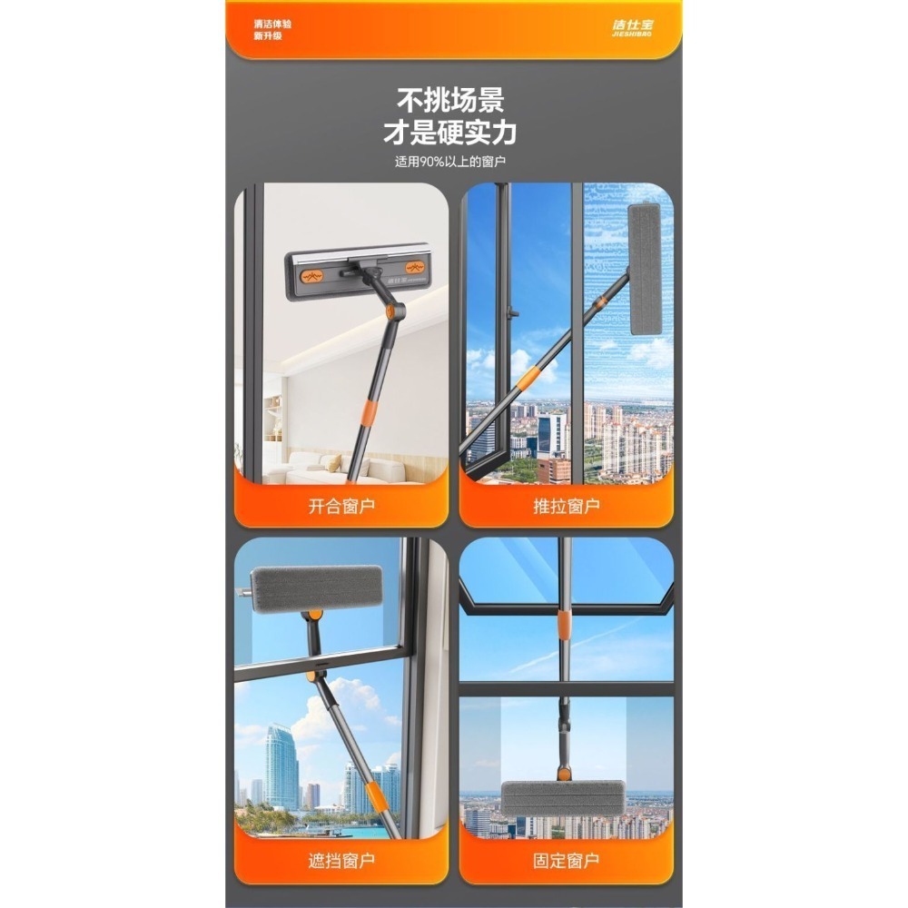 洁仕寶 伸縮擦窗器 （贈送水洗布4片）-細節圖2