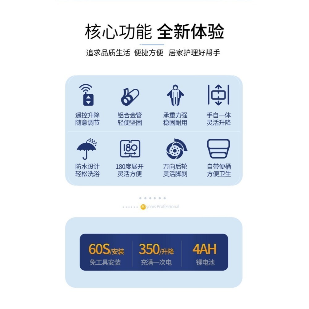 達浩多功能癱瘓護理電動移位車(淋浴防水電動款)-細節圖9