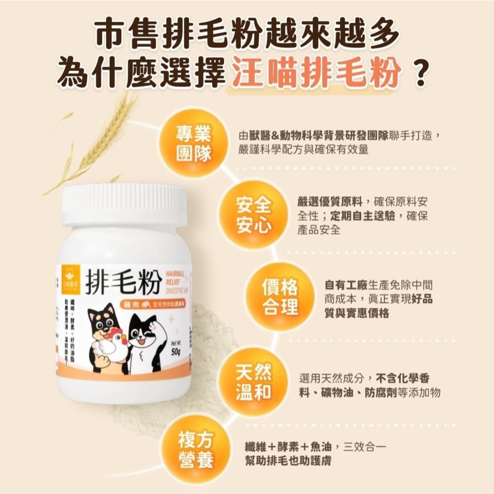 汪喵星球 汪喵排毛粉 50g 汪喵貓咪化毛粉 貓咪排毛 排毛粉 【QQ毛寵物】-細節圖5