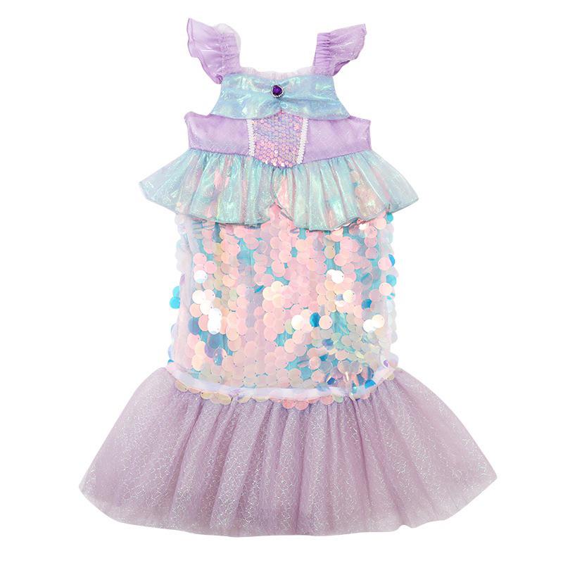 預購女童美人魚公主裙 女孩魚尾裙 在逃公主 萬聖節角色扮演cosplay造型服飾中小童公主禮服小洋裝-細節圖5