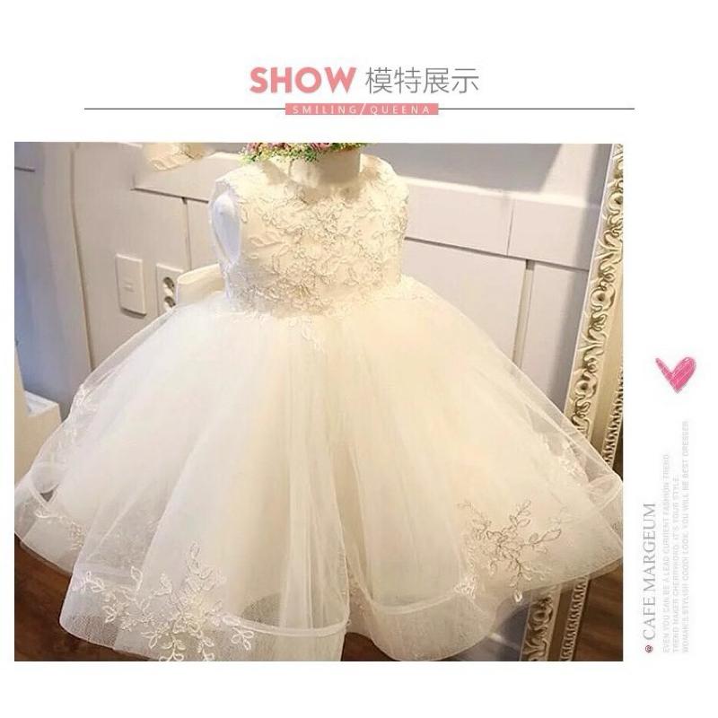 預購女童禮服蕾絲公主裙 女童蓬蓬裙婚禮花童禮服 幼兒園 畢業禮服 小洋裝白色禮服 婚紗送皇冠週歲小洋裝紗裙 鋼琴演奏會-細節圖7
