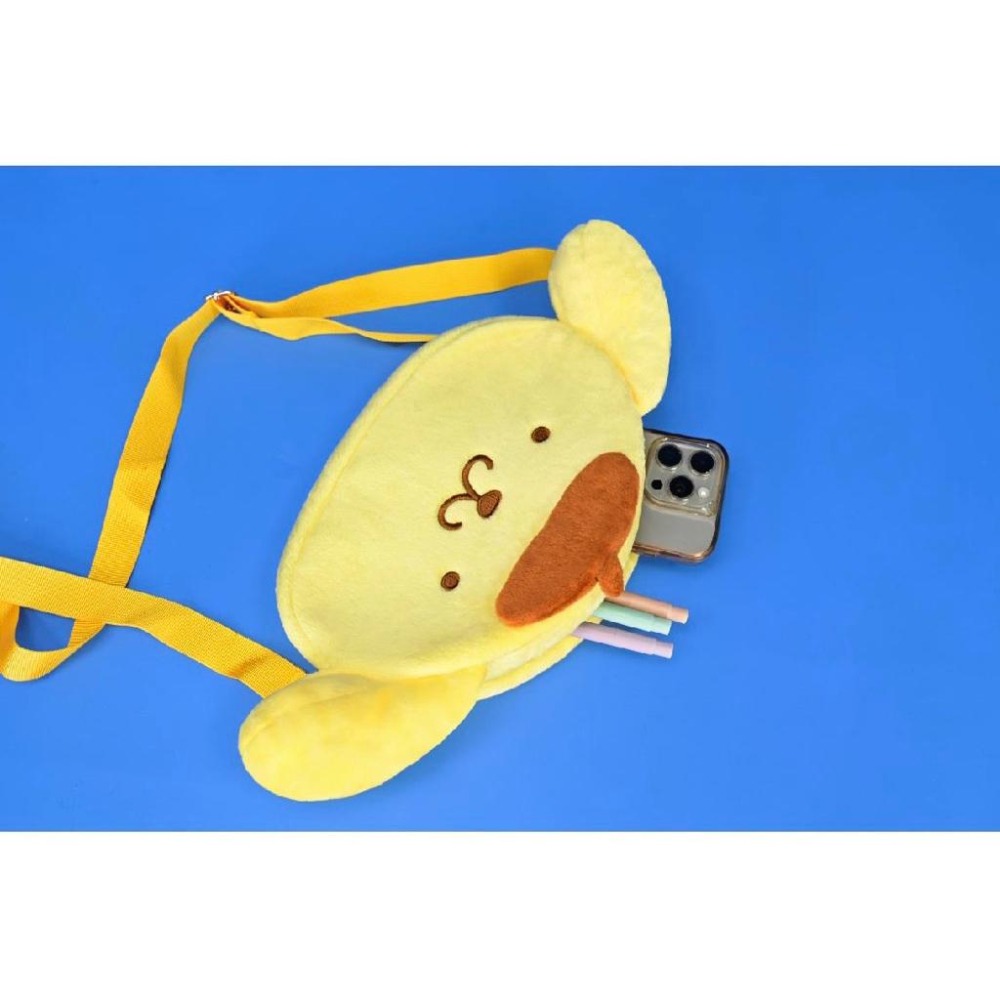 台灣現貨商檢合格（6吋）正版授權三麗鷗布丁狗娃娃側背包 小孩側背包 娃娃背包 絨毛背包 禮物兒童節禮物-細節圖2