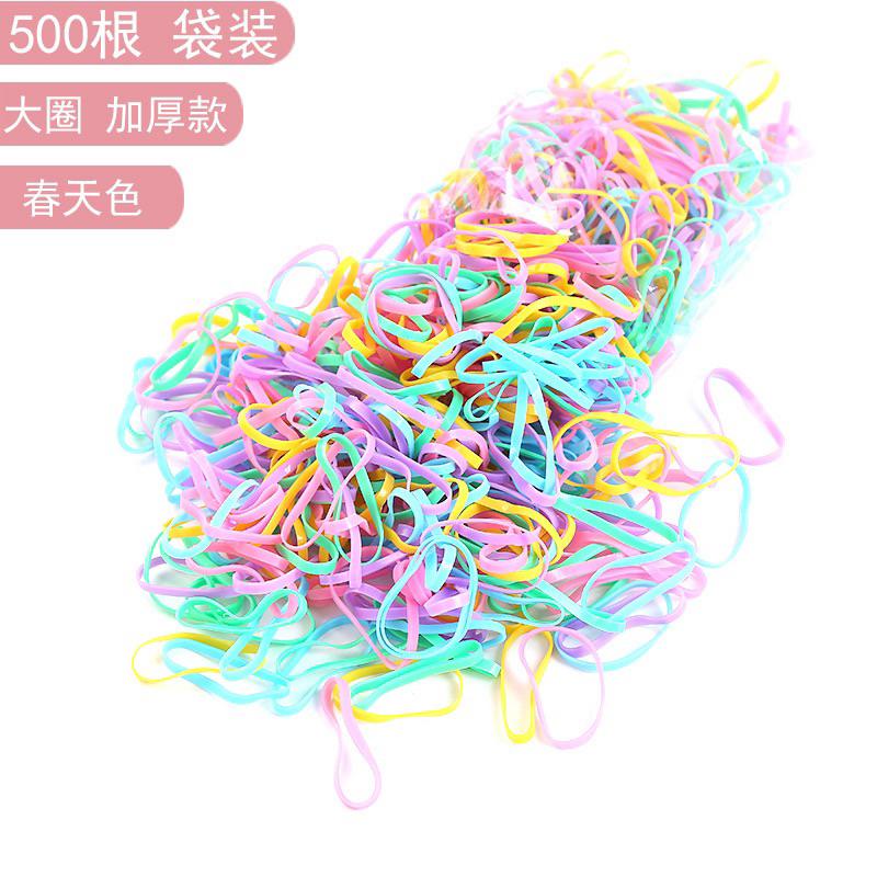 現貨加厚約500條春天色橡皮筋 一次性皮筋 彈力橡皮圈 髮圈 綁髮  造型 美髮 不易斷-細節圖2