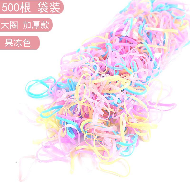 現貨加厚約500條果凍色橡皮筋 一次性皮筋 彈力橡皮圈 髮圈 綁髮  造型 美髮 不易斷-細節圖2