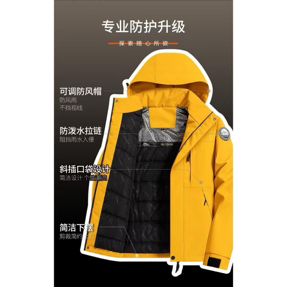 台灣現貨冬款男款山系防風 防潑水 戶外 outdoor 運動鋪棉 加厚保暖外套 防風外套 鋪棉外套 加厚外套 機能外套-細節圖5