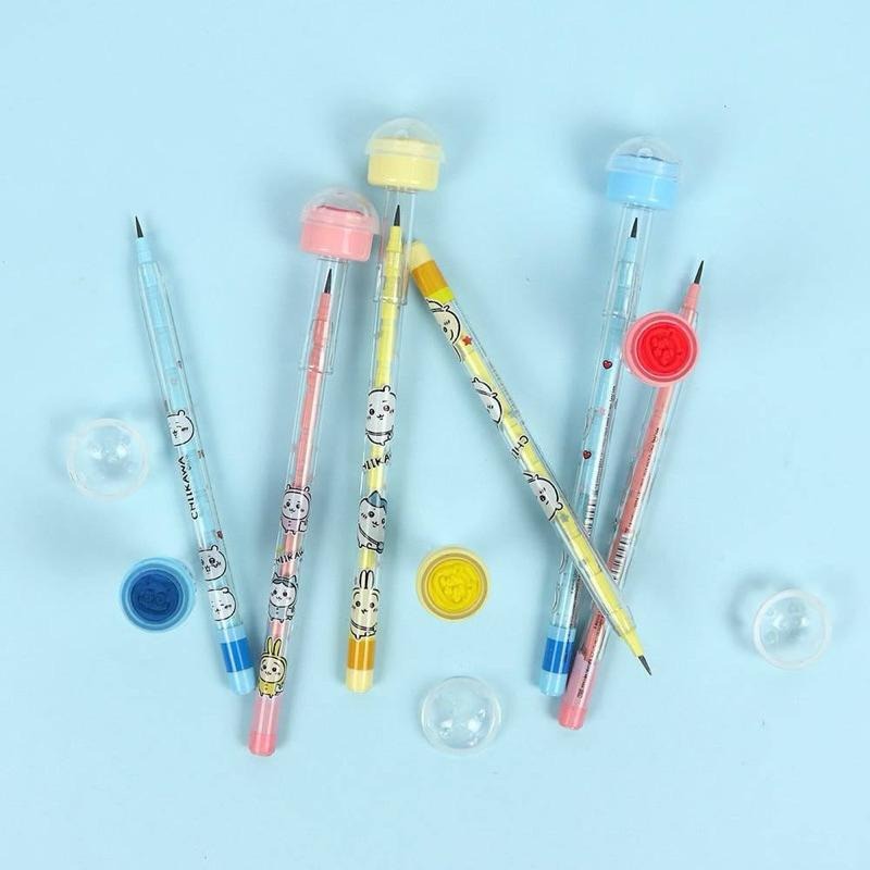 台灣現貨韓國吉伊卡哇 烏薩奇 小八貓印章免削鉛筆 皮卡丘鉛筆 免削鉛筆 @印章鉛筆 2B鉛筆-細節圖2