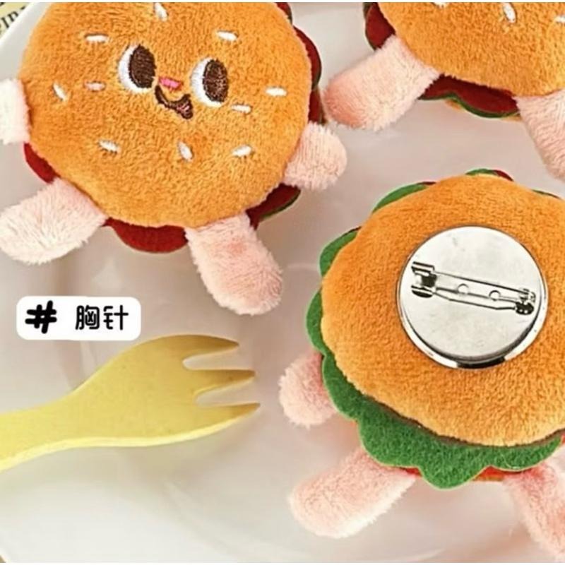 預購仿真食物可愛漢堡胸針 卡通漢堡 書包胸針 @可愛毛絨 胸針 書包別針-細節圖4