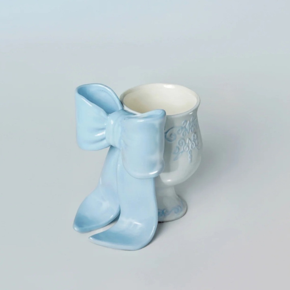 蝴蝶結馬克杯 手工浮雕陶瓷 禮物 伴手禮 水杯-細節圖2