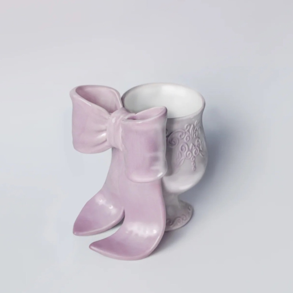 蝴蝶結馬克杯 手工浮雕陶瓷 禮物 伴手禮 水杯-細節圖3