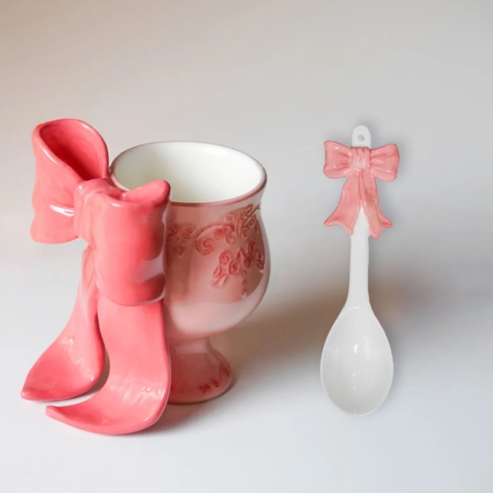 蝴蝶結馬克杯 手工浮雕陶瓷 禮物 伴手禮 水杯-細節圖4