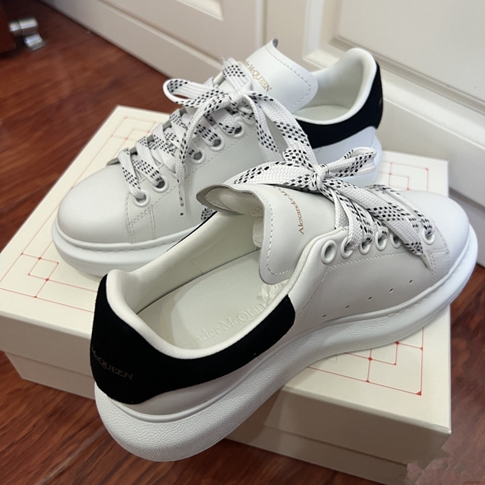 正版 Alexander McQUEEN mcq 小白鞋 增高鞋 黑絨尾 厚底鞋 休閒  麥昆 板鞋  百搭553770-細節圖9