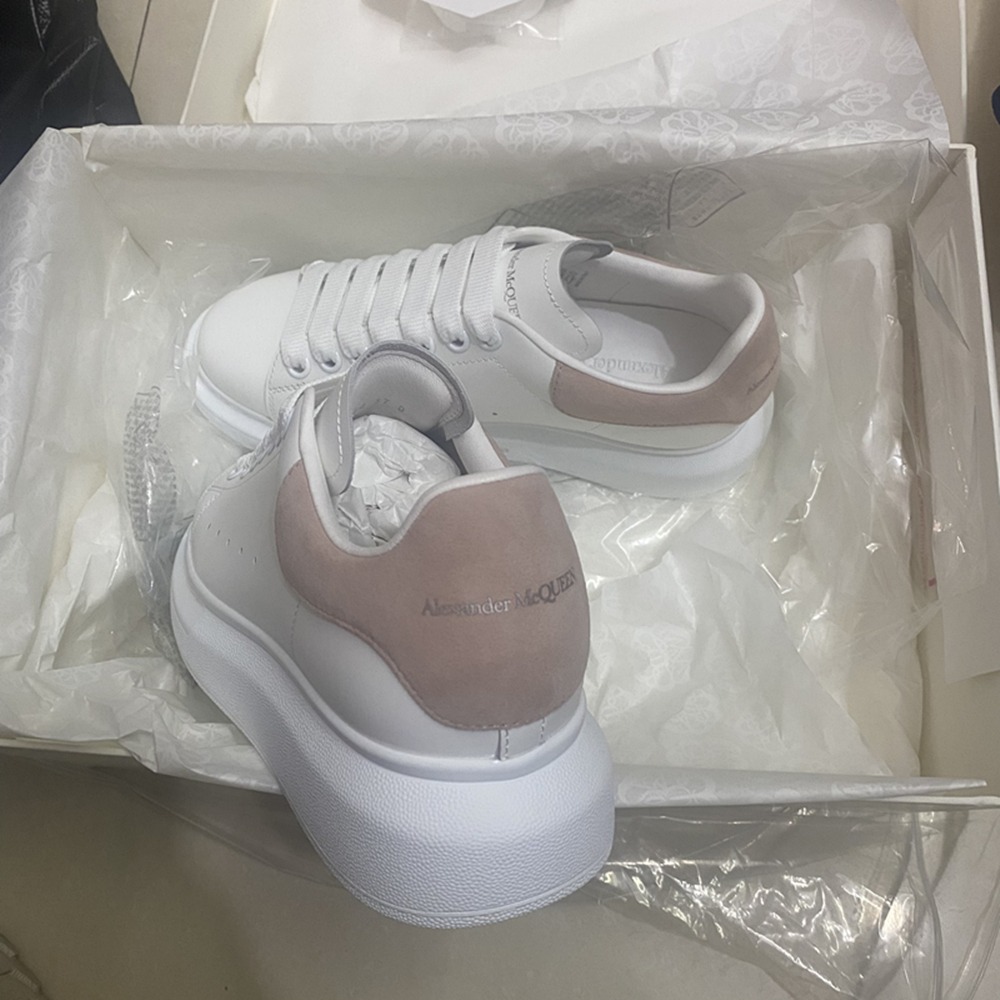 正版 Alexander McQUEEN mcq 小白鞋 增高鞋 粉絨尾 厚底鞋 休閒  麥昆 板鞋  百搭553770-細節圖4