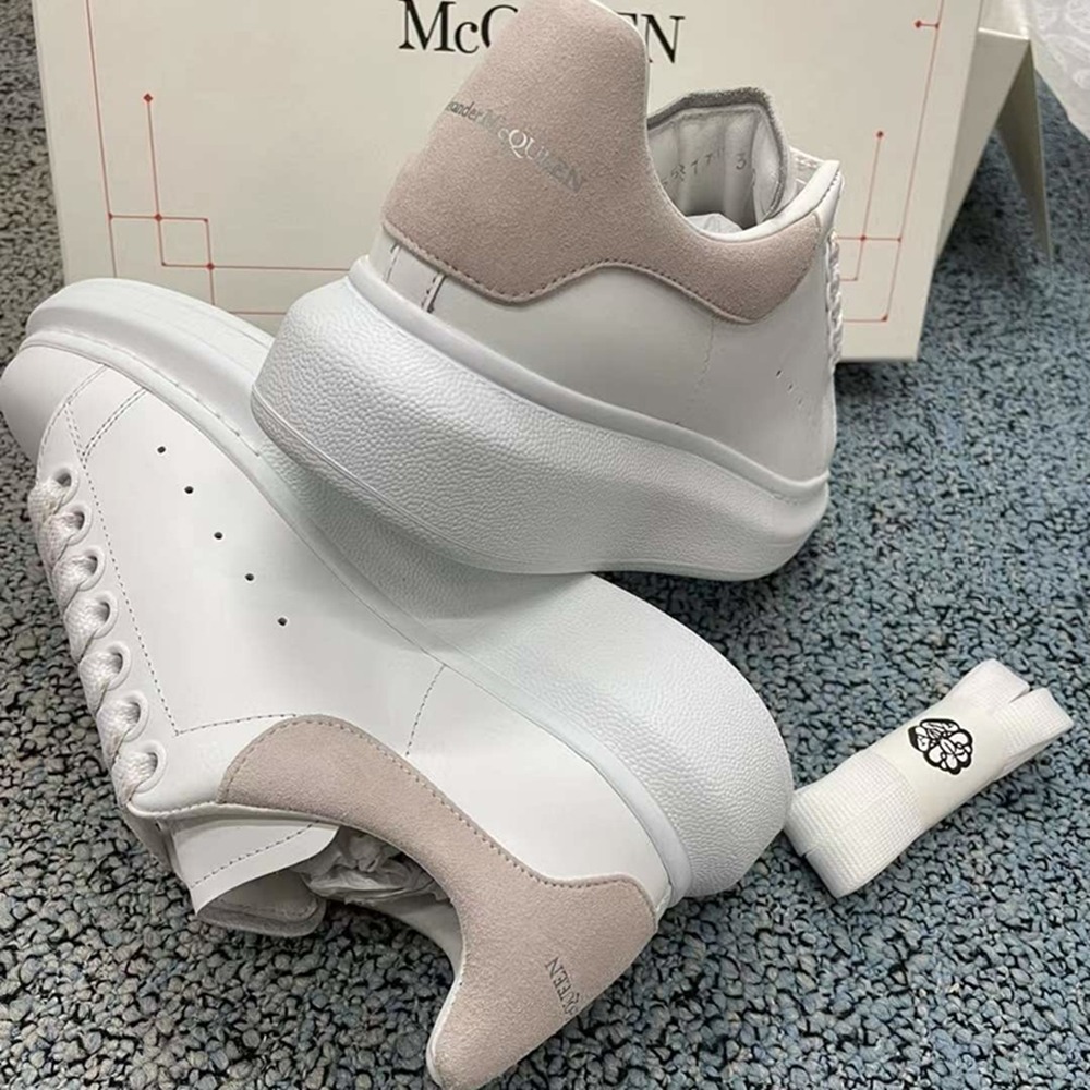 正版 Alexander McQUEEN mcq 小白鞋 增高鞋 粉絨尾 厚底鞋 休閒  麥昆 板鞋  百搭553770-細節圖6