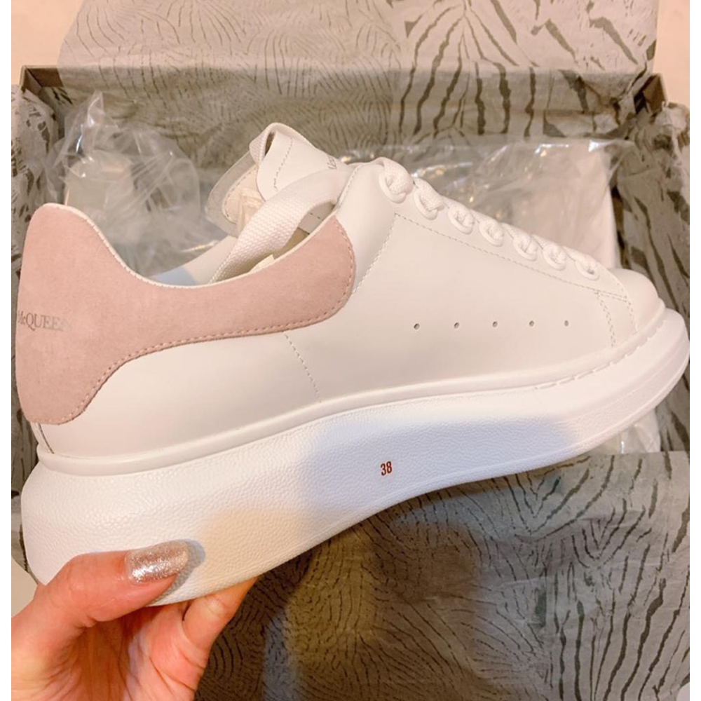 正版 Alexander McQUEEN mcq 小白鞋 增高鞋 粉絨尾 厚底鞋 休閒  麥昆 板鞋  百搭553770-規格圖11