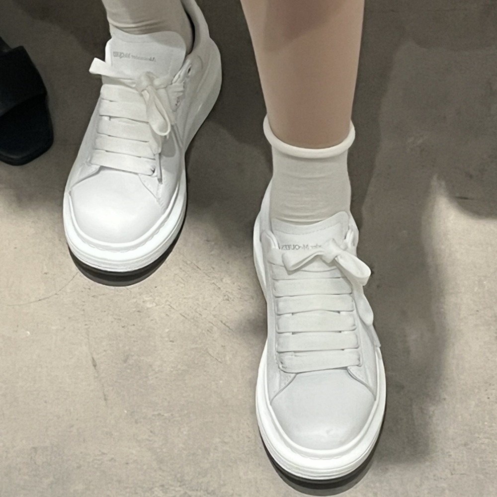 正版 Alexander McQUEEN mcq 小白鞋 增高鞋 白皮尾 厚底鞋 休閒  麥昆 板鞋  百搭 麥坤 百搭-細節圖2