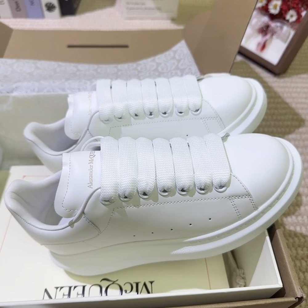 正版 Alexander McQUEEN mcq 小白鞋 增高鞋 白皮尾 厚底鞋 休閒  麥昆 板鞋  百搭 麥坤 百搭-細節圖6