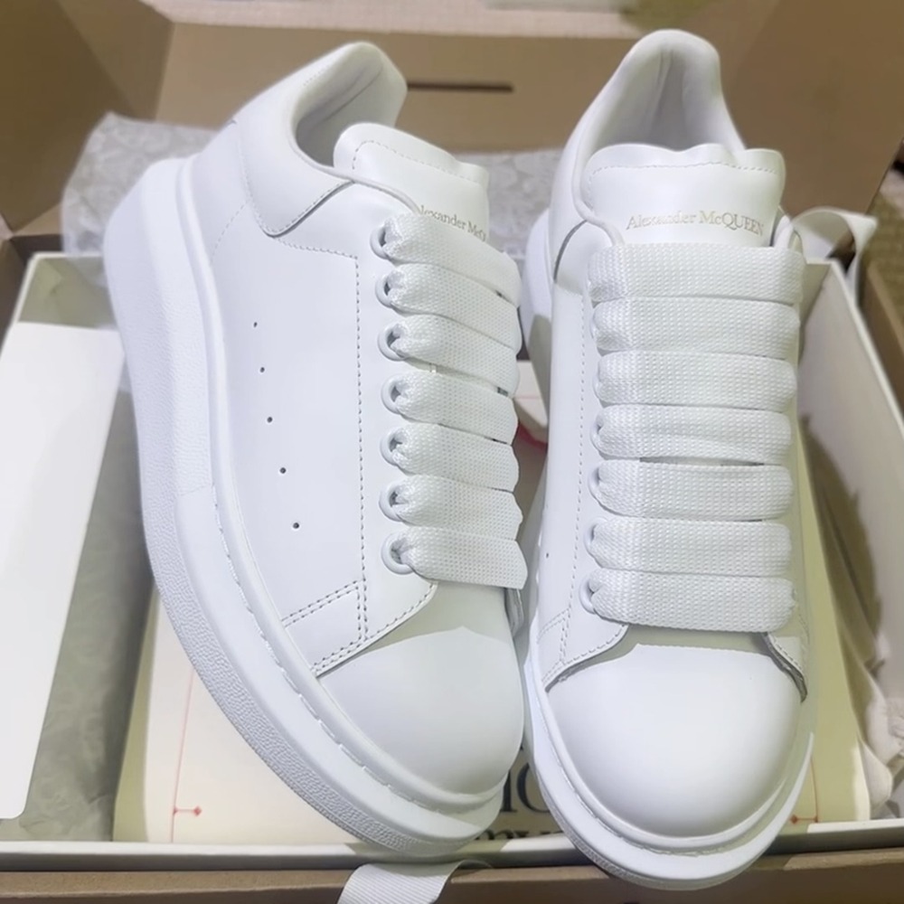 正版 Alexander McQUEEN mcq 小白鞋 增高鞋 白皮尾 厚底鞋 休閒  麥昆 板鞋  百搭 麥坤 百搭-細節圖7