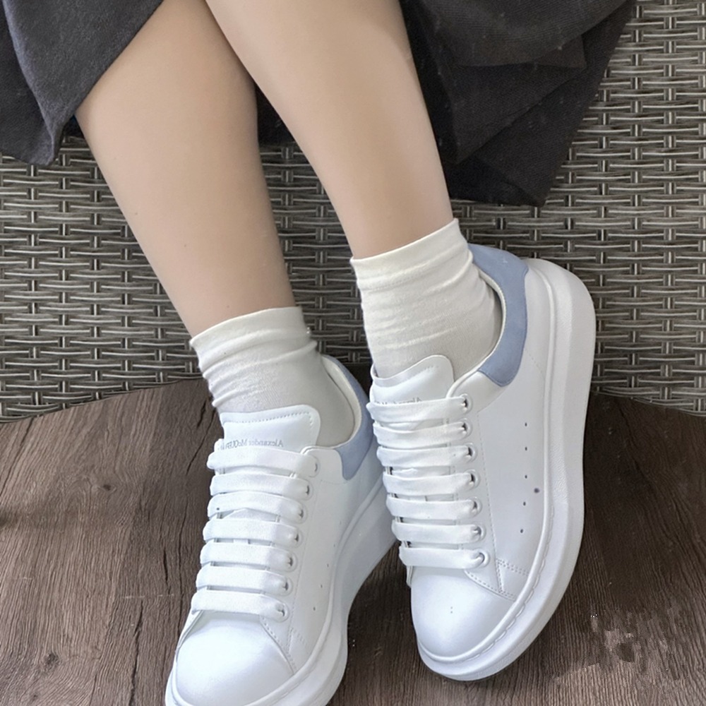 正版 Alexander McQUEEN mcq 小白鞋 增高鞋  霧霾藍絨尾 厚底鞋 休閒 麥昆 板鞋 百搭  麥坤-細節圖2