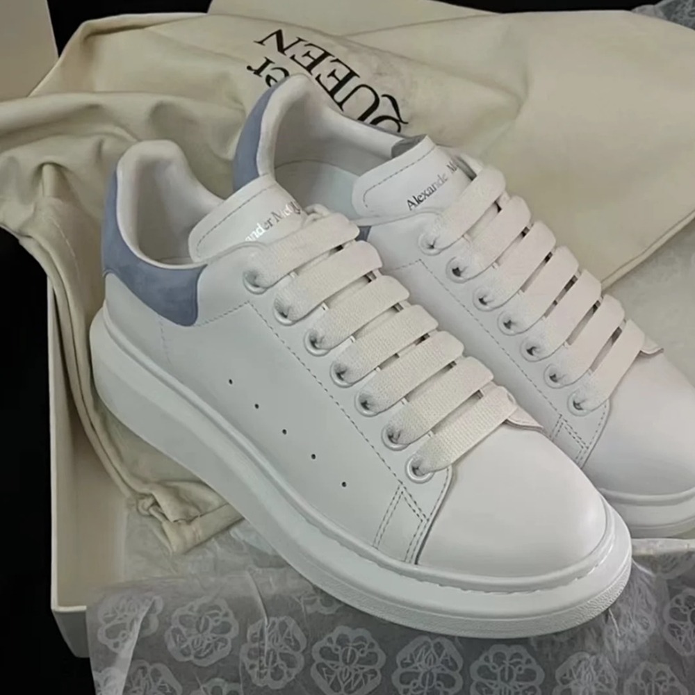 正版 Alexander McQUEEN mcq 小白鞋 增高鞋  霧霾藍絨尾 厚底鞋 休閒 麥昆 板鞋 百搭  麥坤-細節圖9