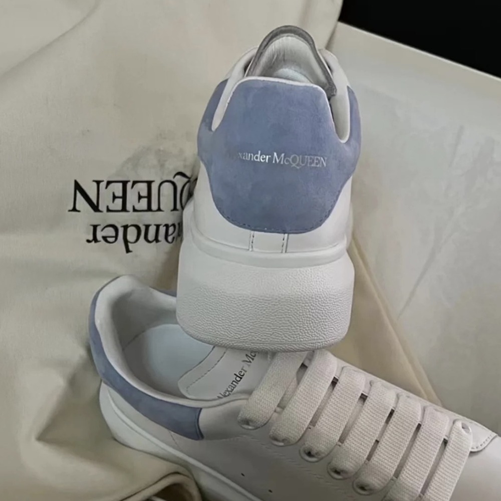 正版 Alexander McQUEEN mcq 小白鞋 增高鞋  霧霾藍絨尾 厚底鞋 休閒 麥昆 板鞋 百搭  麥坤-細節圖11