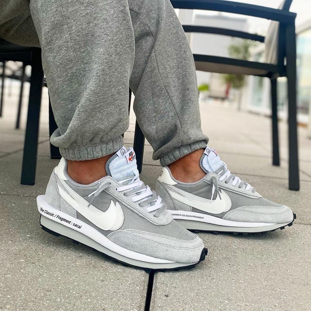 Fragment Design X sacai  X  Nike  LDWaffle 解構鞋 男女同款 灰白 華夫增高鞋-細節圖2