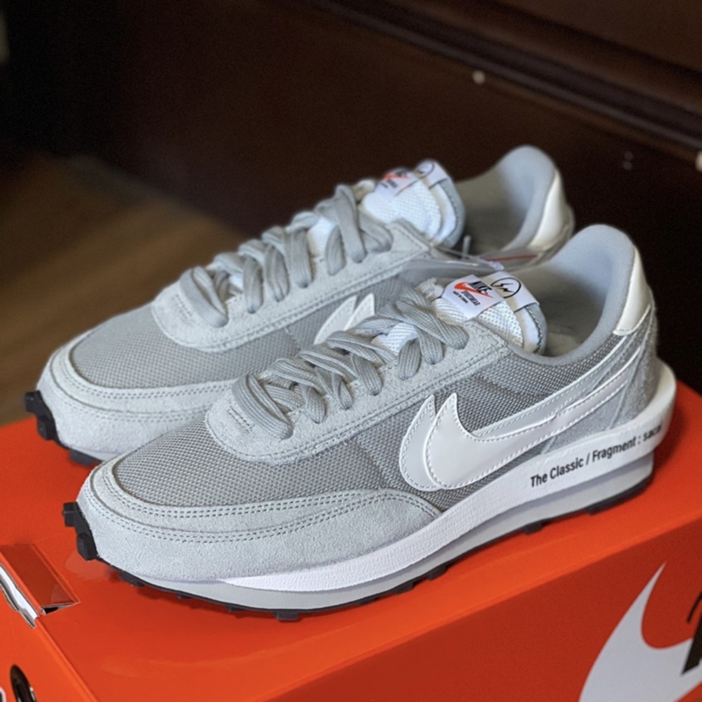 Fragment Design X sacai  X  Nike  LDWaffle 解構鞋 男女同款 灰白 華夫增高鞋-細節圖4