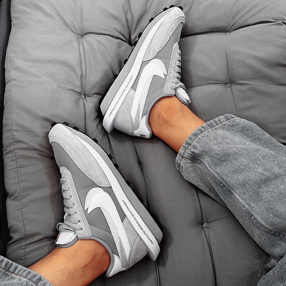 Fragment Design X sacai  X  Nike  LDWaffle 解構鞋 男女同款 灰白 華夫增高鞋-細節圖6