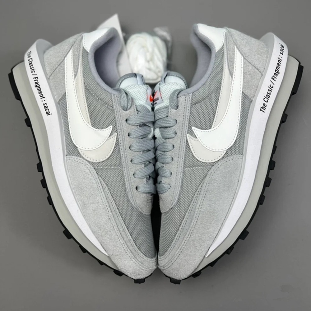 Fragment Design X sacai  X  Nike  LDWaffle 解構鞋 男女同款 灰白 華夫增高鞋-細節圖9