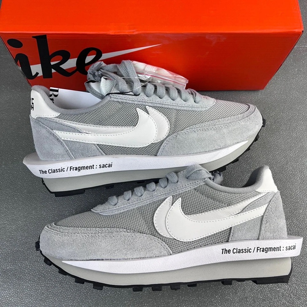 Fragment Design X sacai  X  Nike  LDWaffle 解構鞋 男女同款 灰白 華夫增高鞋-細節圖10