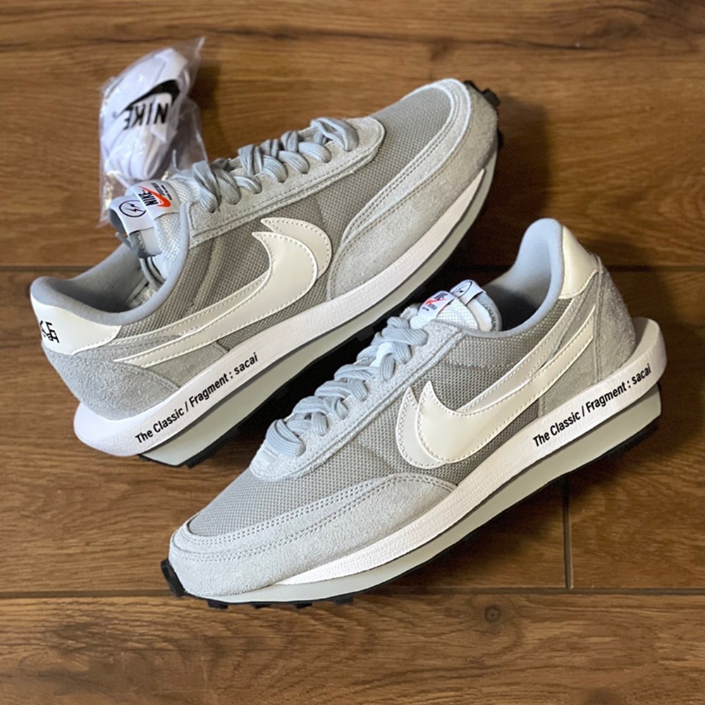 Fragment Design X sacai  X  Nike  LDWaffle 解構鞋 男女同款 灰白 華夫增高鞋-規格圖11